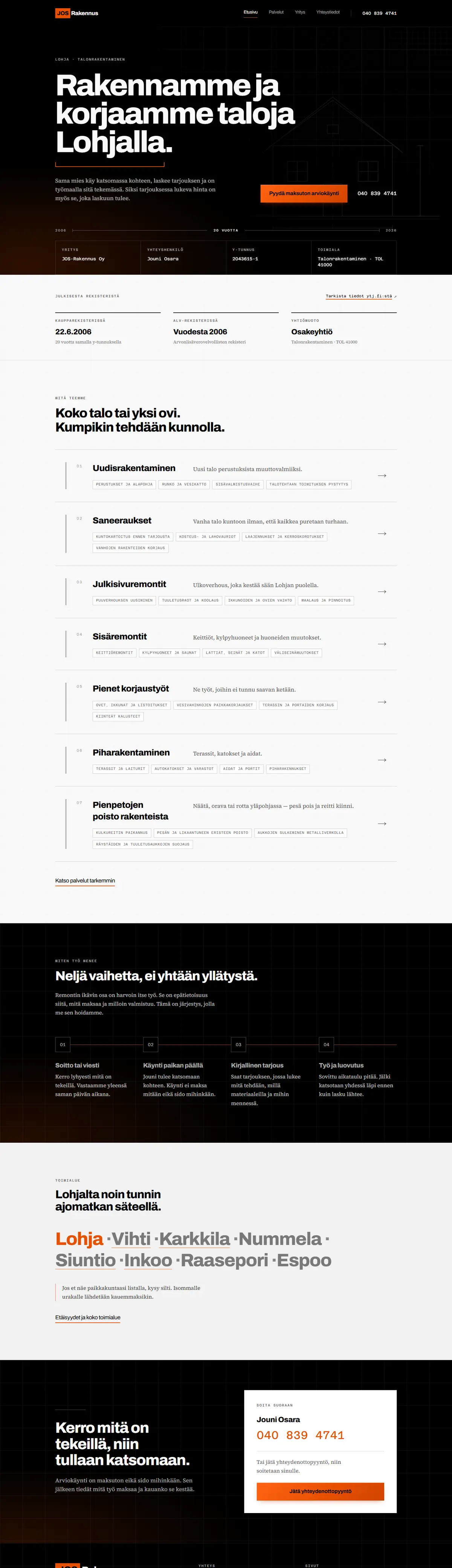 Kuvakaappaus JOS-Rakennus -verkkosivustosta