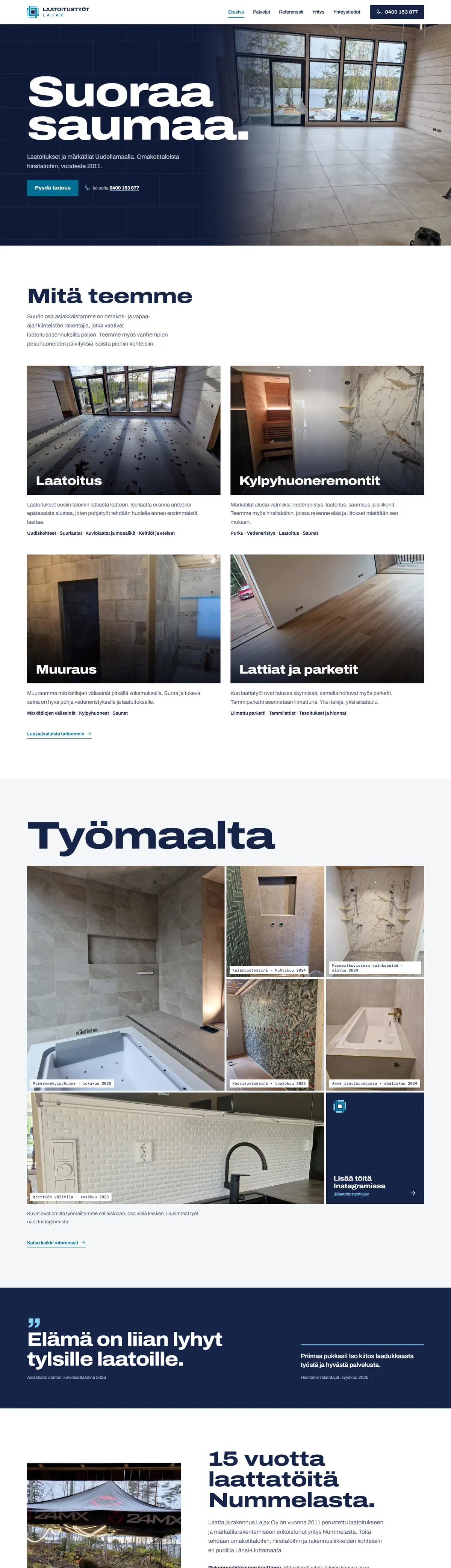 Kuvakaappaus Lajax Oy -verkkosivustosta